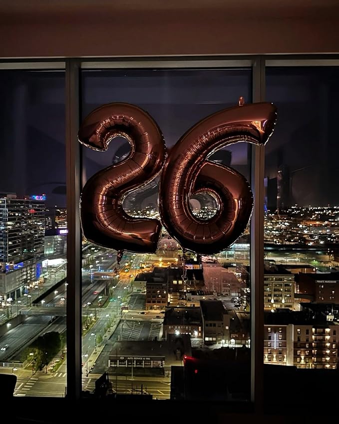 Coffee Brown 40 Inch Mylar Foil Number 6 Balloon, Birthday Digital Balloons - Image 4