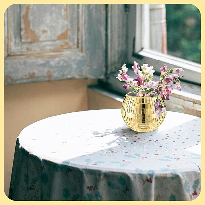 8 PCS Disco Ball Vase, Glass Disco Ball Planter Candle Holder Vase Bulk Mirror - Image 5