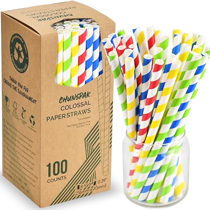 8.5 inch Colossal Paper Straws for Smoothie & Milkshake by chunspak