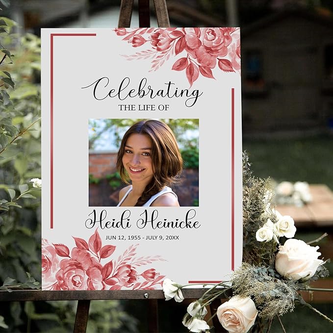 Celebrating The Life Sign Pink And White Floral In Loving Memory Blush Flower - Image 3