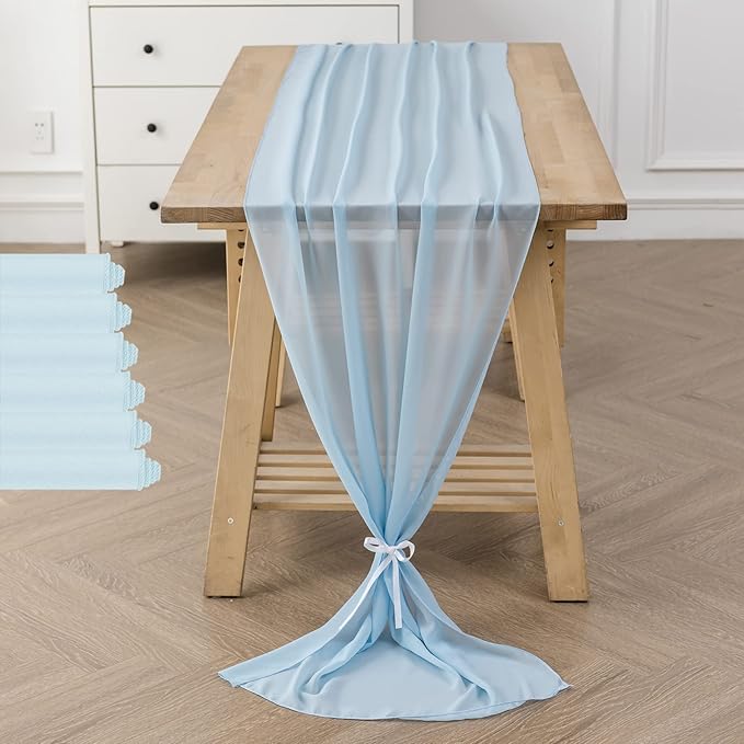 6Pack 9ft Chiffon Table Runner 14x108 Inch Sheer Romantic Table Runner - Image 6