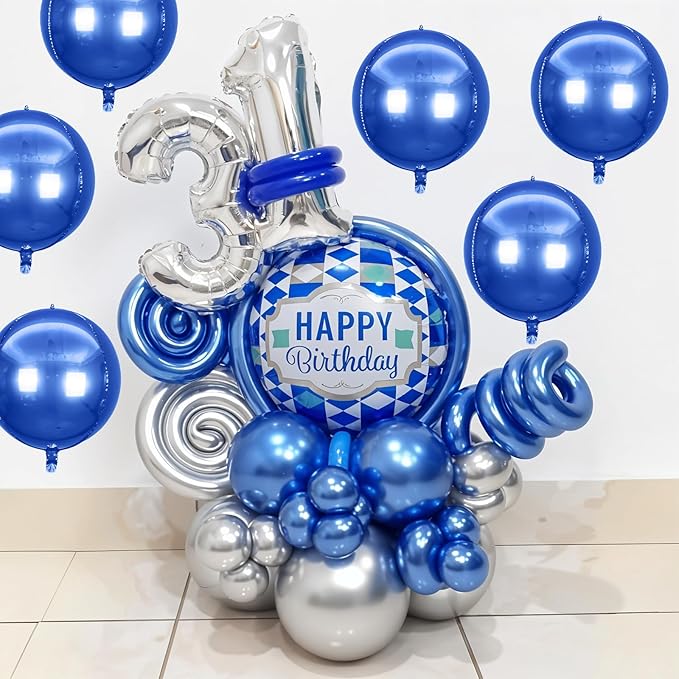 6Pcs Royal Blue Round Foil Balloons, Giant 4D Round Ball Balloons, 22 Inch - Image 4