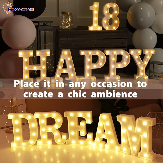 HXWEIYE Light Up Numbers-8, LED Marquee Number Lights Sign 26 Alphabet and 10 - Image 6