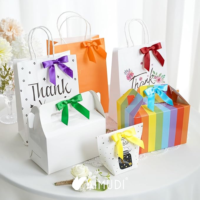 AIMUDI Rainbow Ribbon Bows 2.5" Satin Twist Tie Bows - Image 3
