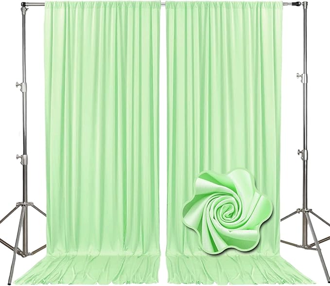 10ft x 10ft Light Green Backdrop Curtains by Tisspoms