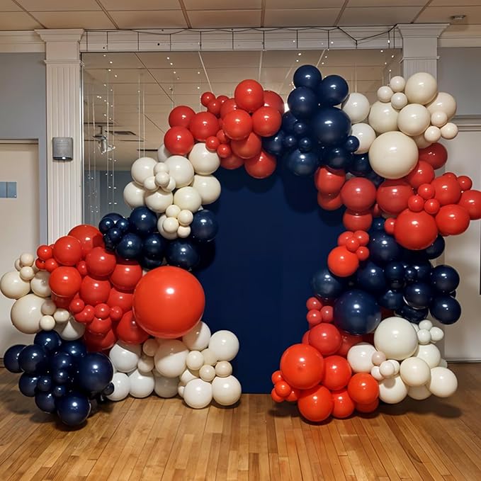 Red Blue Balloons, Retro Matte White Latex Balloon - Image 7