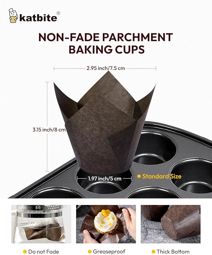 Katbite Tulip Cupcake Liners 200PCS, Muffin Baking Cupcake Liners Holders - Image 4