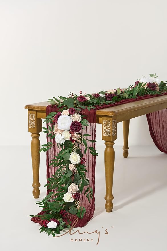 Ling's Moment Flower Garland - 6FT Eucalyptus & Rose - Sweetheart Table Decor - Image 3