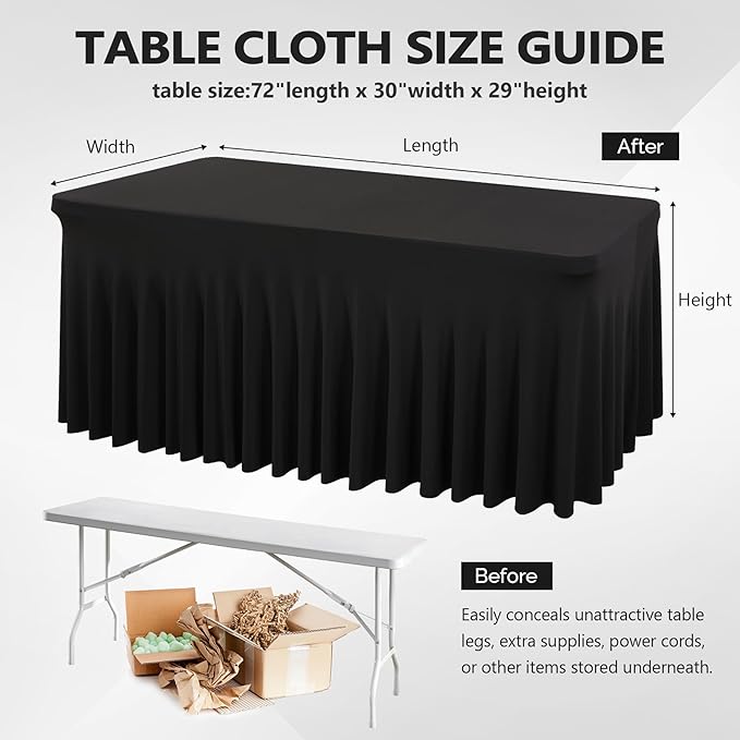 Wish Care 2 Pack Black Spandex Table Cloths - Image 3