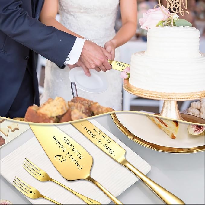 Custom Wedding Cake Knife and Server Set Personalized Cake Cutter - Image 4