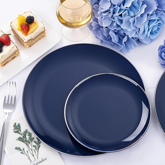 KIRE 200PCS Blue Plastic Plates - Image 8