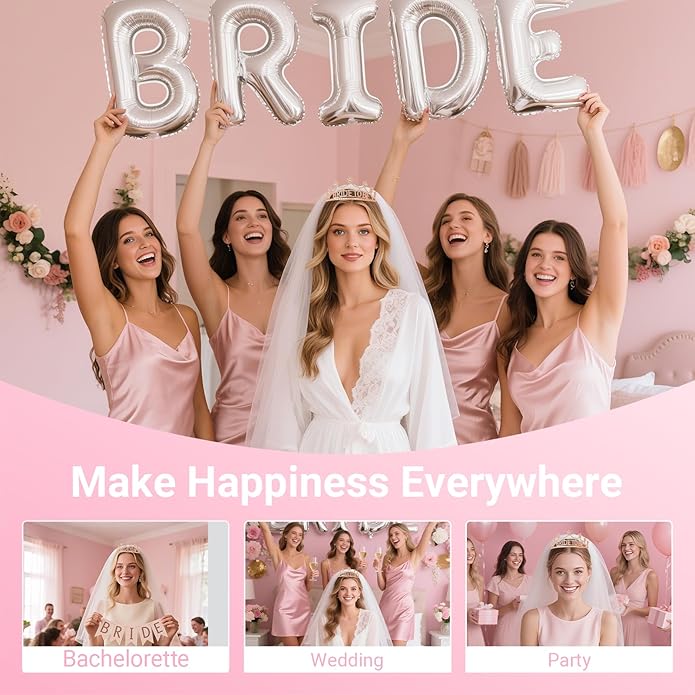 3Pcs Bride to Be Crown with Sash and Veil - Image 6