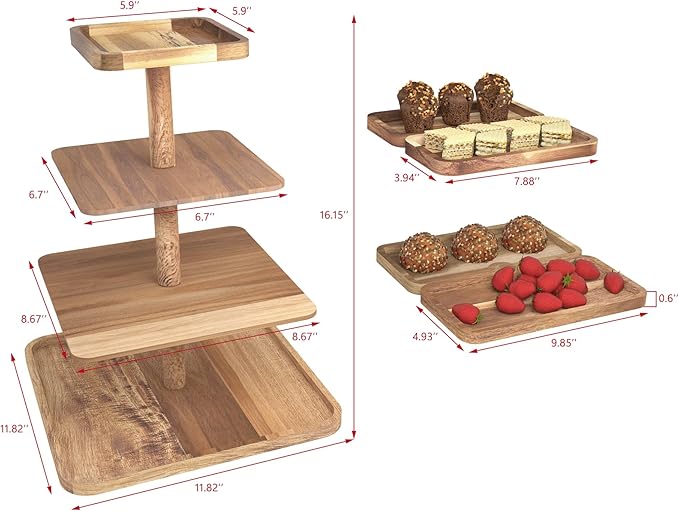 Acacia Wood 4 Tier Cupcake Stand - Image 9