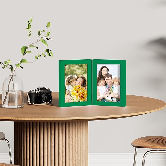 decorUhome Double 5x7 Picture Frame Vertical, Engineered Wood Bifold Photo Frame - Image 5