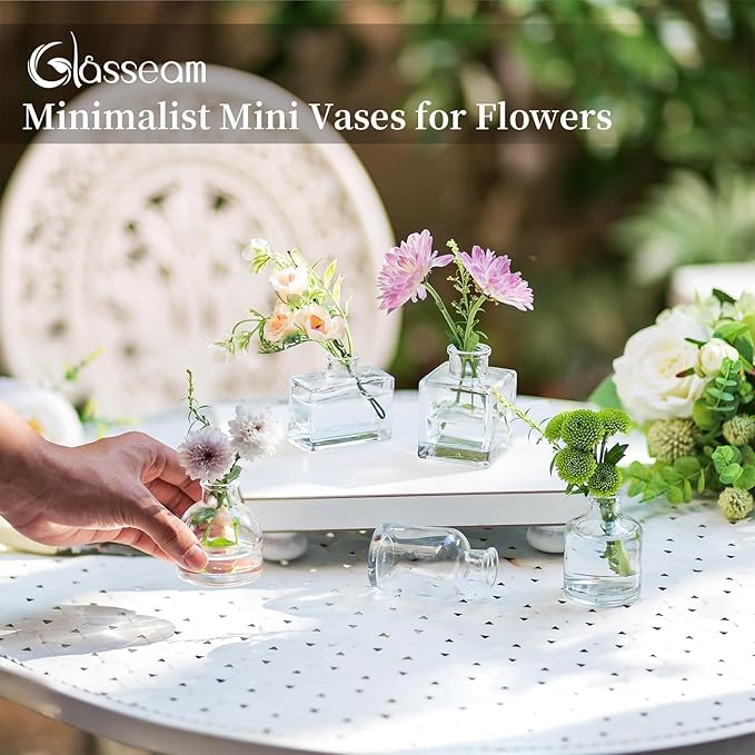 Glasseam Mini Bud Vases in Bulk 40: Clear Small Flower Vases - Image 3