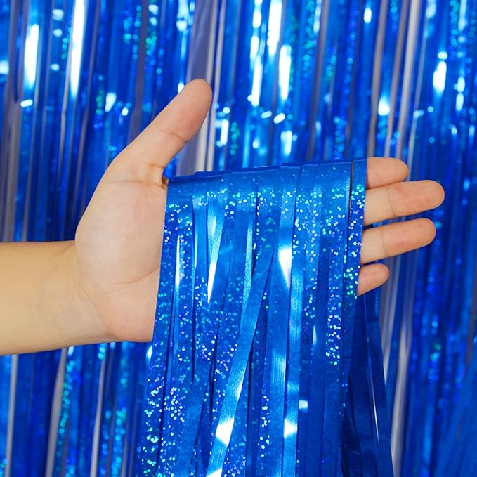Melsan 2 Pack 3.2 ft x 8.2 ft Tinsel Foil Fringe Curtains Backdrop, Sparkle - Image 6