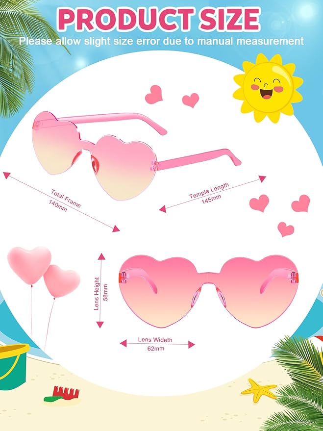 12 Pairs Heart Shaped Sunglasses - Image 2