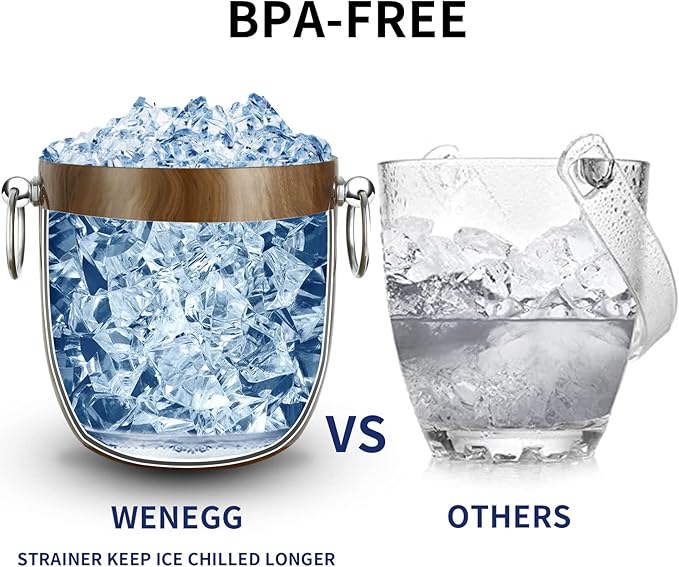 Ice Bucket with Lid, Tongs and Strainer - Image 5