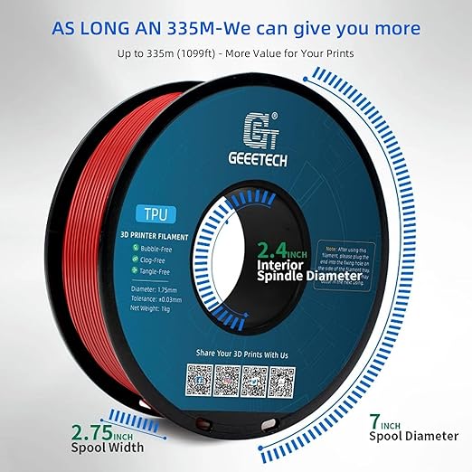 Geeetech TPU Filament 1.75mm, 95A Flexible 3D Printer Filament - Image 4