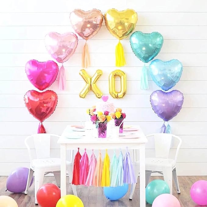 10pcs Pearl Purple Heart Balloons - Image 4