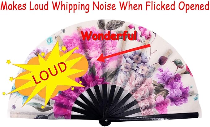 Amajiji Large Folding Hand Rave Fan Popping Fan - Image 3
