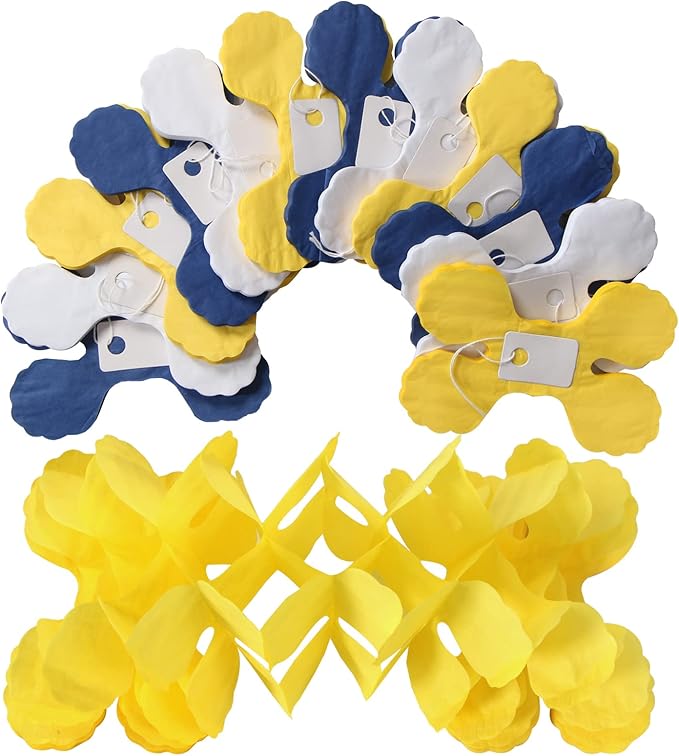 Navy-Blue White-Yellow Party-Decorations Streamers Garland - Image 5