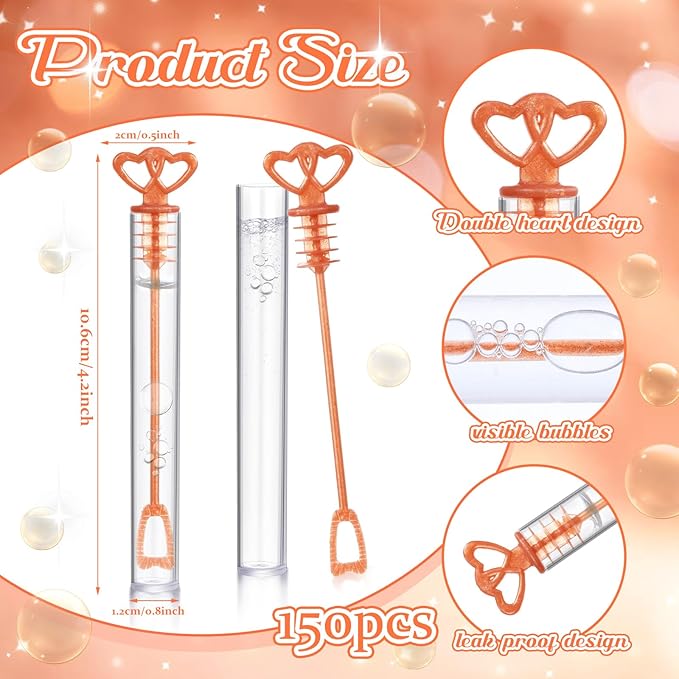 150 Pcs Bubble Wands Bulk for Wedding Party Mini Heart Wand - Image 3