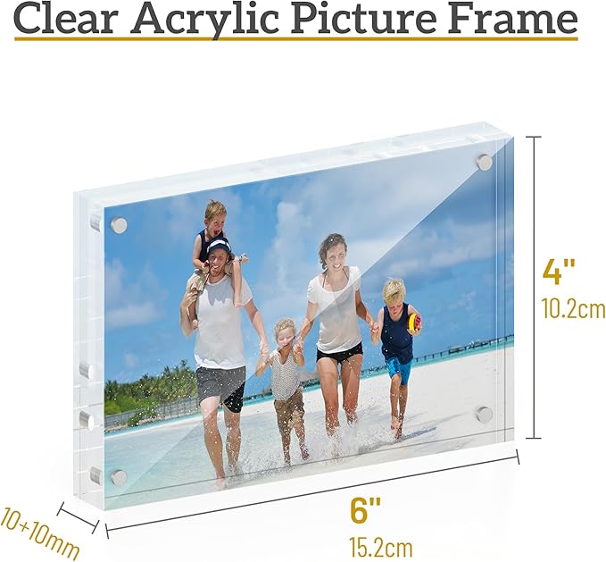 4x6 Acrylic Picture Frame 3 Pack, 20mm Thick Magnetic Double Sided Display 20% - Image 2