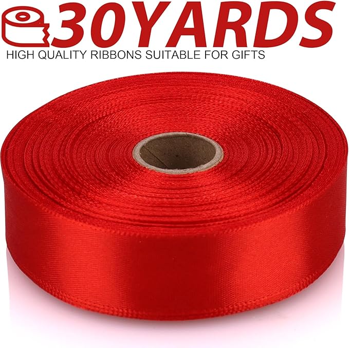Red Satin Ribbon 7/8 Inch 30 Yards - Image 2