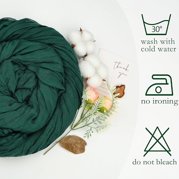 6 Pack Emerald Green Cheesecloth Christmas Table Runner 10ft Boho Gauze Fabric - Image 5