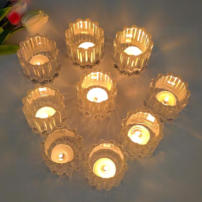 GOLDEAL 6Pcs Clear Glass Votive Candle Holders Tealight Holders Decorative - Image 3