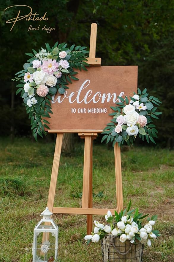Faux Flower Swag Set of 2 for Wedding Welcome Signs Floral Swag Wedding - Image 5