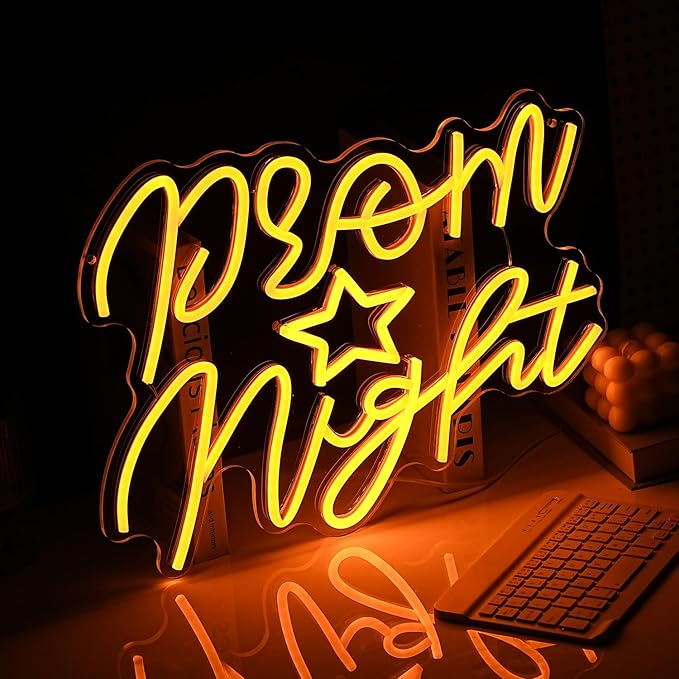 Prom Night Neon Sign for Wall Decor Yellow LED Words Neon Light by USB Powered - Image 5