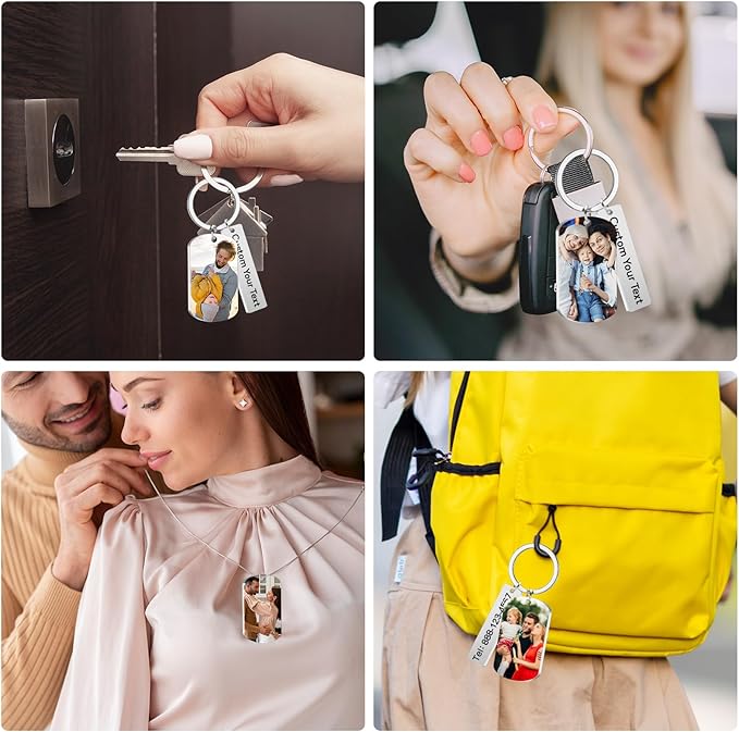 Custom Keychain with Picture, Personalized Photo Keychain with LOGO Text - Image 5