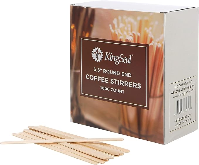 10, Stir Sticks, 5.5 Inches, Round End, Bulk Pack by KingSeal
