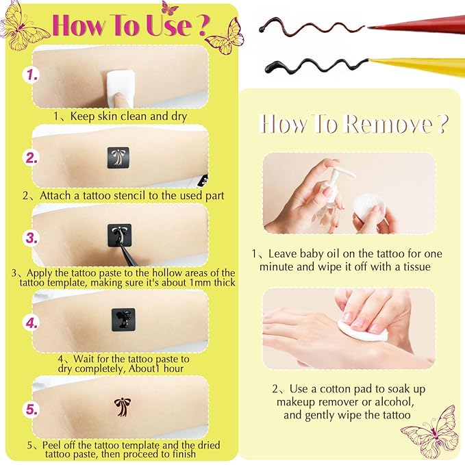 126 PCS Temporary Tattoos Stencils Kit, Temporary Tattoos Kit - Image 6