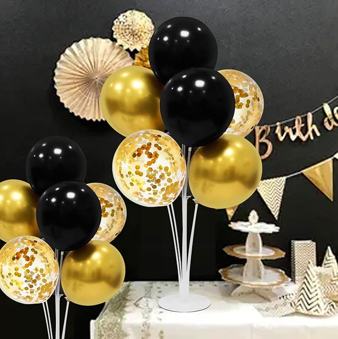 Black and Gold Party Decorations Balloon Stand Table Centerpieces - Image 3