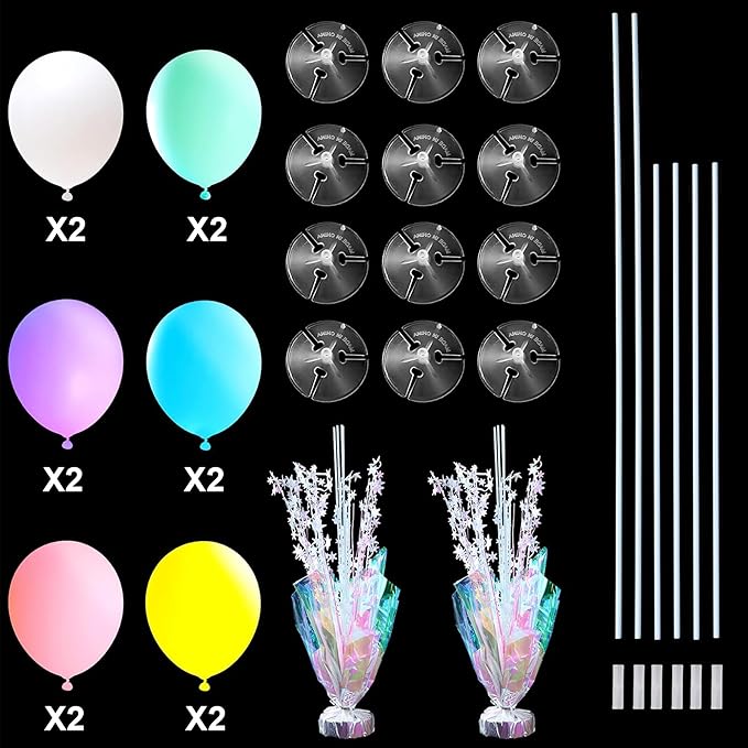 2 Set Pastel Rainbow Balloon Table Centerpieces - Image 6