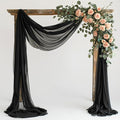 Wokceer Wedding Arch Draping Fabric 28.7" x 20FT Black Sheer Backdrop by Wokceer