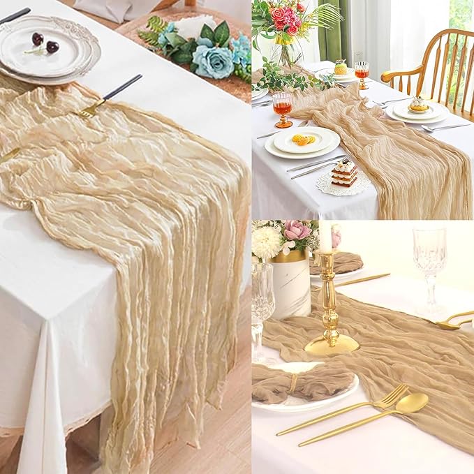 Sand 20 Pack 10FT Cheesecloth Table Runner 20 x 120 Inch Long Rustic Gauze - Image 6