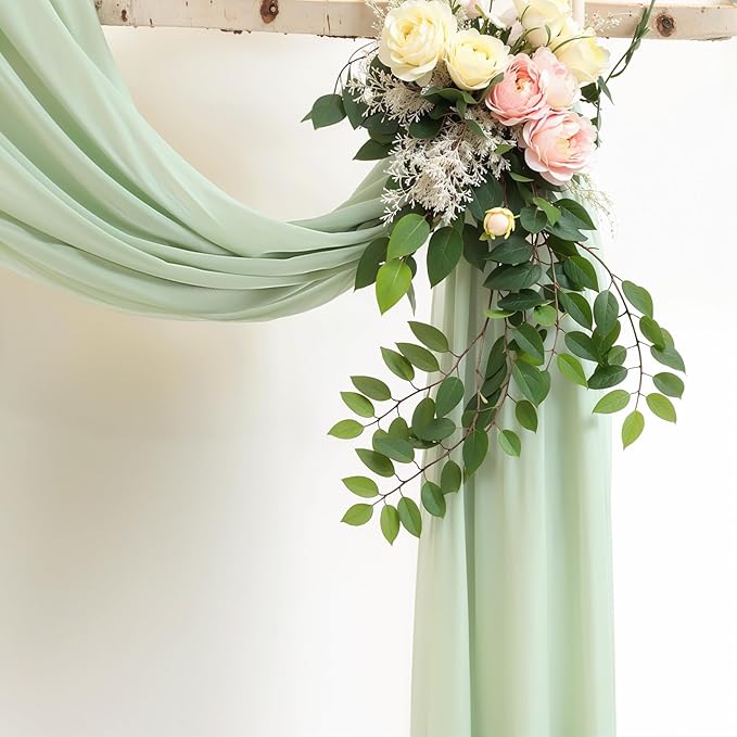 Wedding Arch Draping Fabric, 1 Panel 18FT Sage Green Arch Backdrop Drapes - Image 3