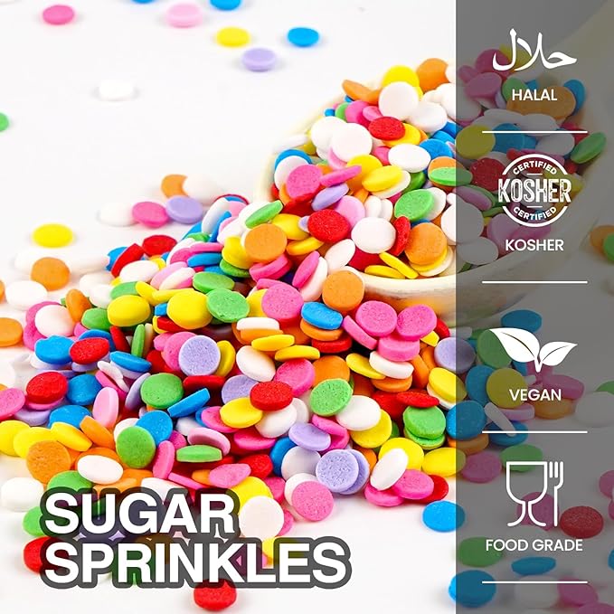 Rainbow Round Sprinkles, Birthday Confetti Edible Cake Decorations, Round - Image 6