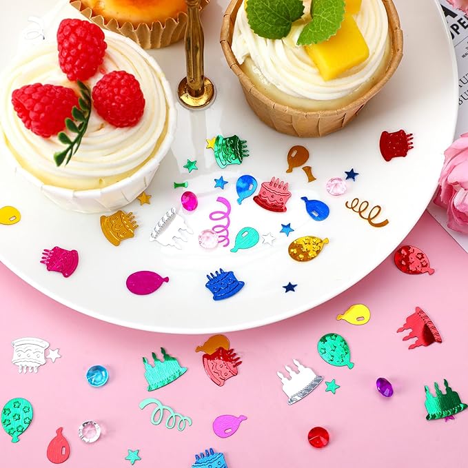 MARFOREVER Happy Birthday Glitter Confetti, Birthday Party Metallic Foil Table - Image 2