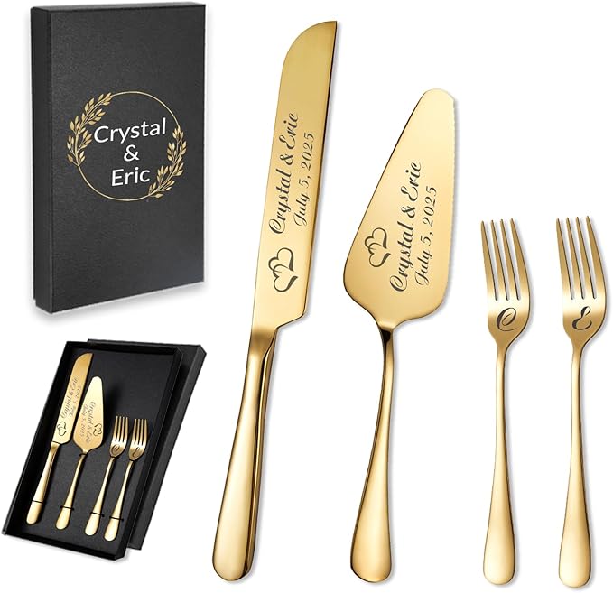Personalized Wedding Cake Knife and Server Set, Custom Names Cake Cutting Set by Unknown