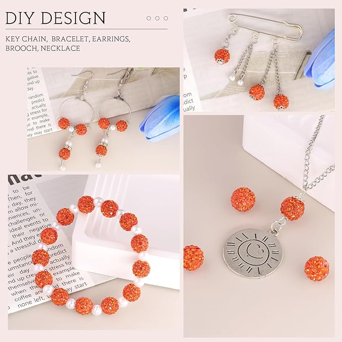 200pcs 10mm Orange Rhinestone Beads - Image 5
