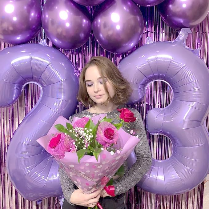 40 Inch Lilac 3 Large Number Balloon, 3 13 23 30 33 36 Lavender Birthday Party - Image 4