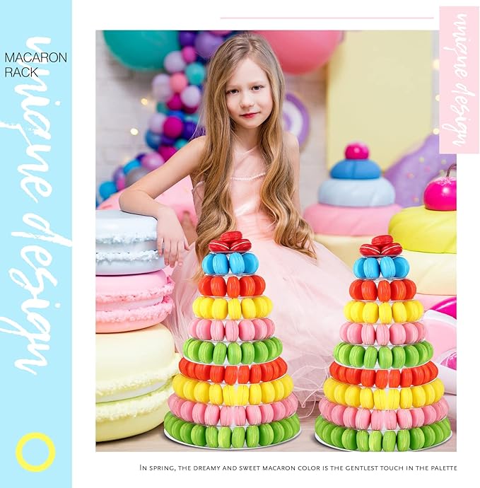 Juexica 10 Tiers Round Macaron Tower Stand Plastic Cake Display Rack Macaron - Image 5