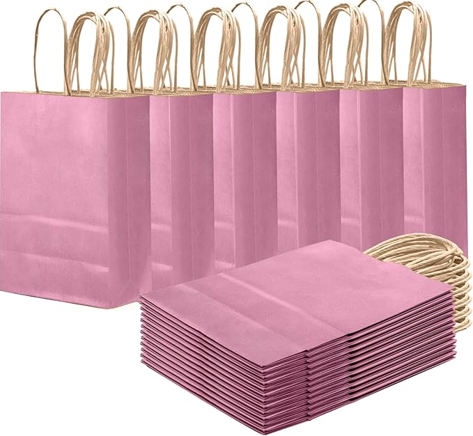 qiqee Purple Gift Bag with Handles Bulk 24Pcs Paper Bags -8.3"x6"x3. 15" Party by Qiqee