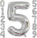 Silver 5 Balloon, 40 Inch Number 5 Balloon, 5 Birthday Balloon Decorations by BBPOOL