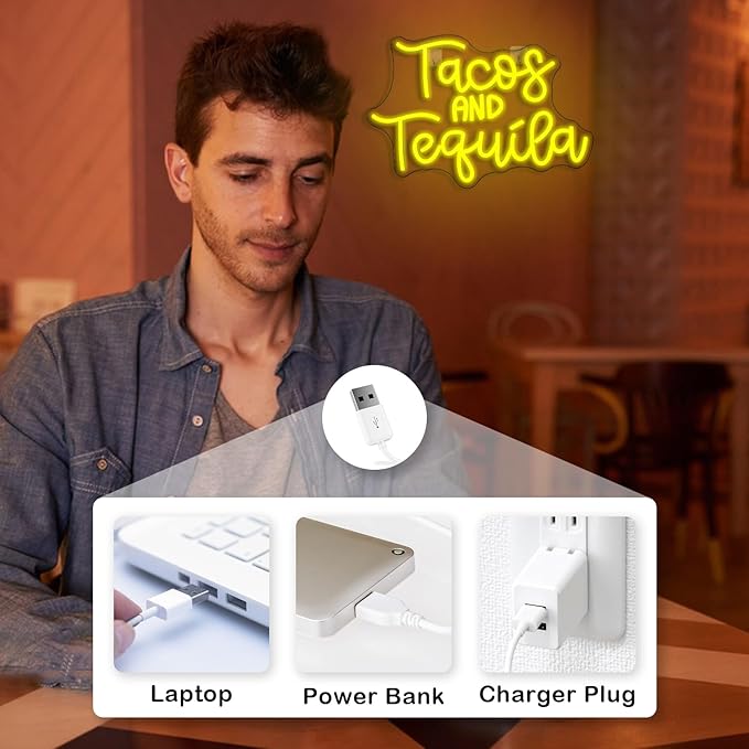Looklight Tacos and Tequila Neon Sign, Taco Led Neon Signs - Image 4